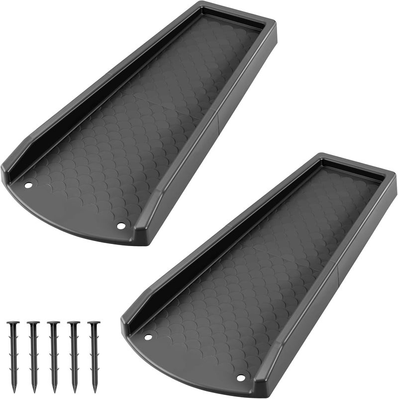 Ogutter Splash Blocks for Gutters Downspouts, 24" Downspout Extensions for Rain Water Drainage, Thickened Gutter Splash Guard with Fixing Piles(2 Pack, Black) - Image 1
